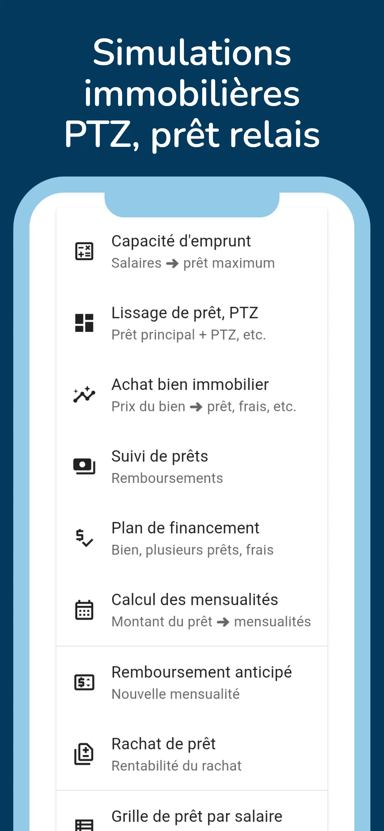 Simulations immobilières, PTZ, prêt relais, capacité d'emprunt